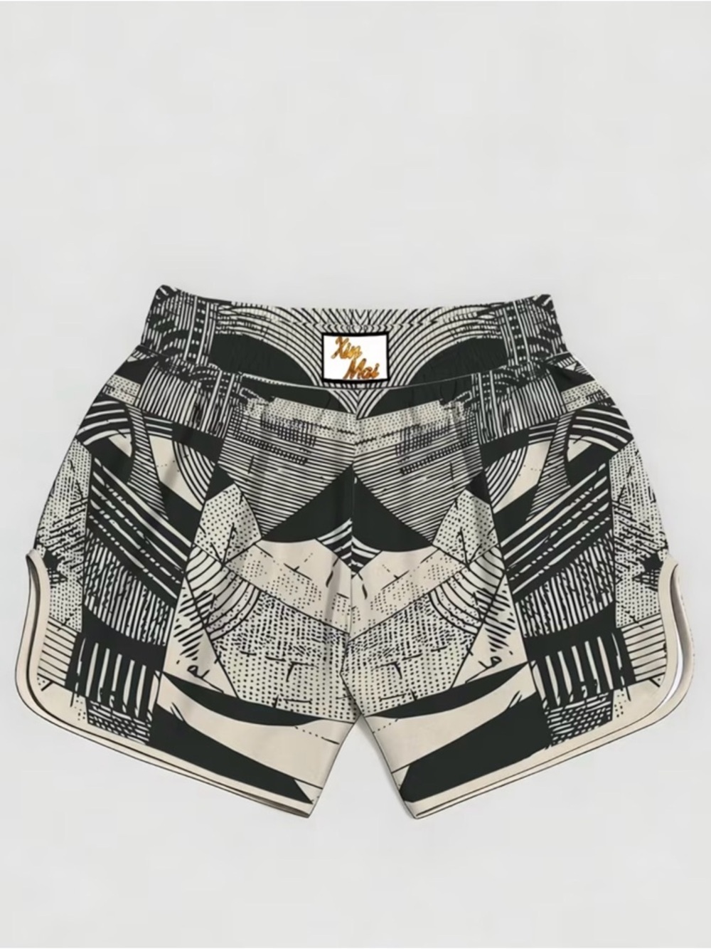 Graphic Black & Cream Men's Athletic Shorts